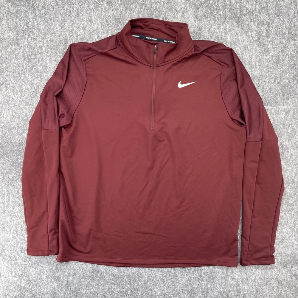 Nike Element Pullover Mens XL Burgundy Long Sleeve Running Dri-FIT 1/2 Zip
